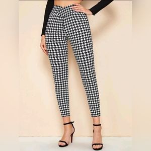 Shein Privé Houndstooth High Rise Skinny Pants